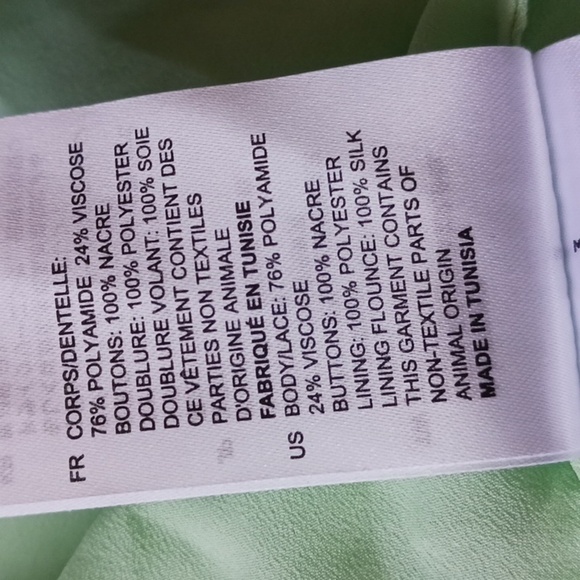 SANDRO Cocqette Ruffled corded lace mini dress, Mint Green, Size 8 - Picture 15 of 16